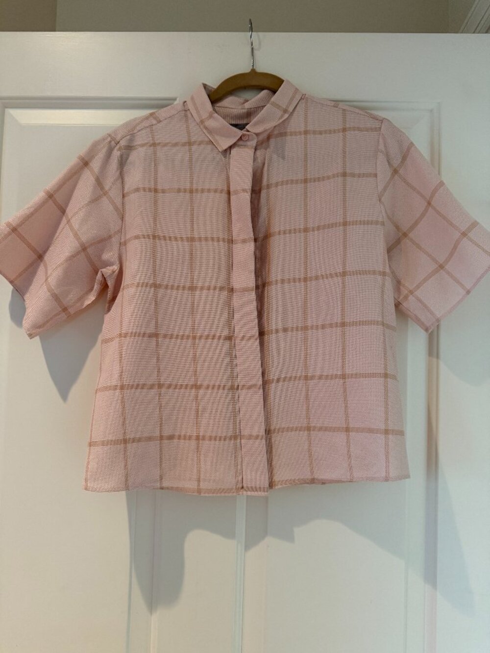 COS Pink beige windowpane size 4 excellent cond 100% cotton blouse